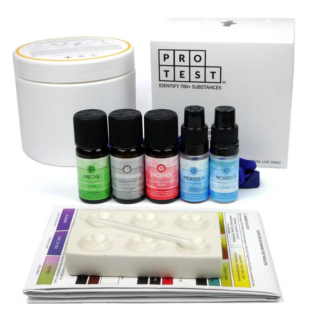 Ketamine test kit with reagent Morris, Liebermann, Froehde, Mecke