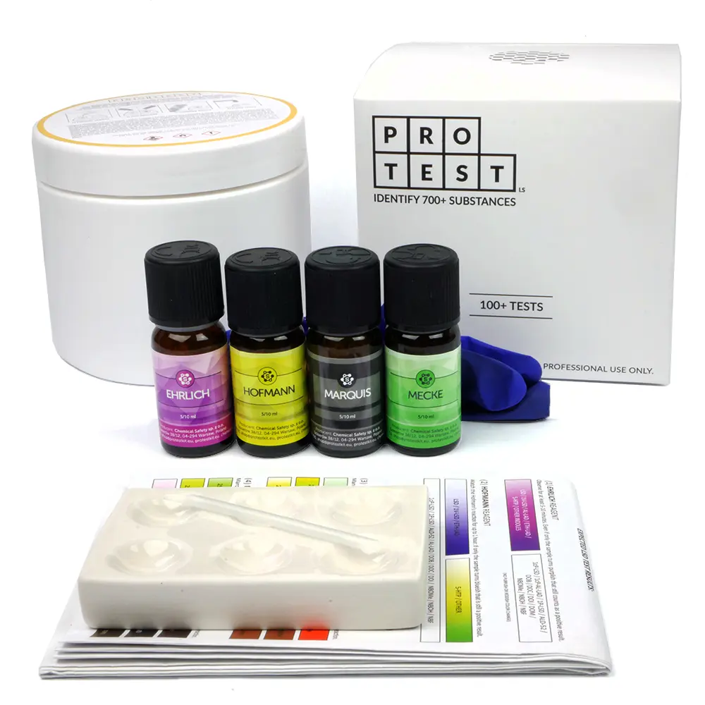 DMT / LSD test kit with Ehrlich reagent, Hofmann, Marquis, Mecke.